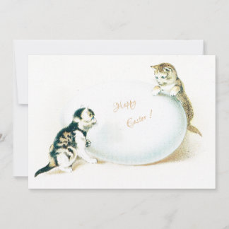 Cartão De Festividades gatinhos brincando com um ovo de Páscoa