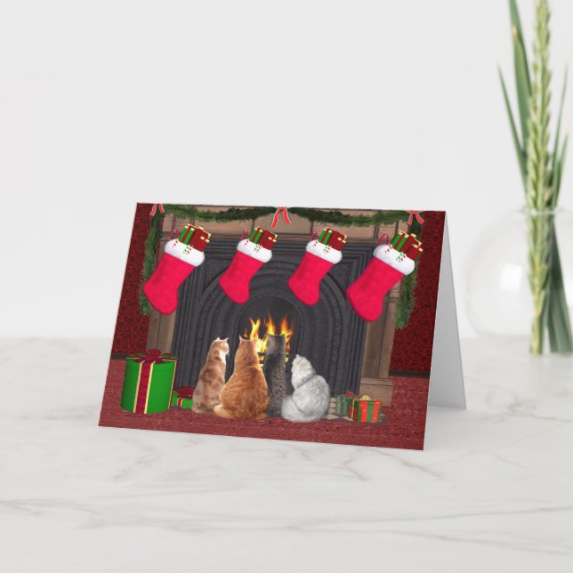 Cartão De Festividades Gatinhos de Natal (Frente)