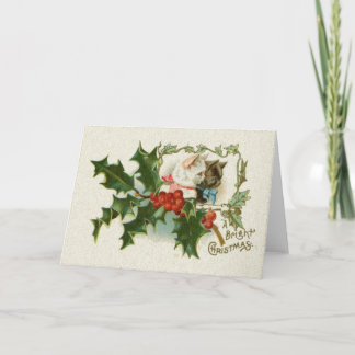 Cartão De Festividades Gatinhos de Natal brilhantes