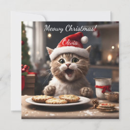 Cartão De Festividades Gatinhos Engraçados Papais noeis de Gato Natal