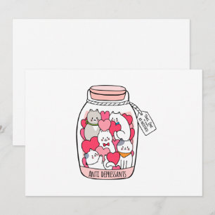 Cartão De Festividades Gato Antidepressivo Engraçado Presente no Gato