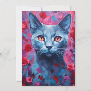 Cartão De Festividades Gato Azul Russo dia dos namorados
