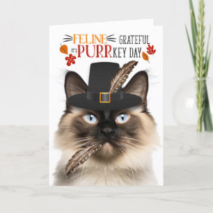 Cartão De Festividades Gato Balinês Felino Grato pelo Dia PURRkey