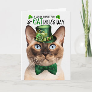 Cartão De Festividades Gato Birmanês Engraçado no Dia de São Patrício Amu