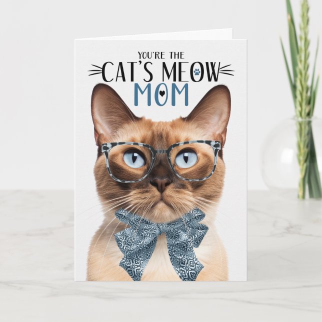 Cartão De Festividades Gato birmanês para a mãe no Dia de as mães (Frente)