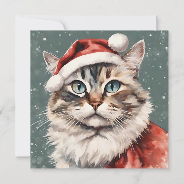 Cartão De Festividades Gato Bonito Feliz Natal Engraçado Gato (Frente)