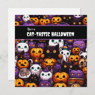 Cartão De Festividades Gato Bonito Que Pensava Festa De Halloween