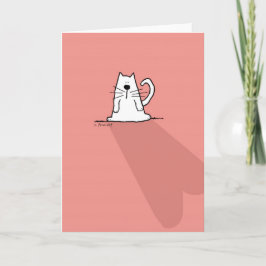 Cartão De Festividades Gato Branco, Coração de Namorados Rosa