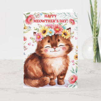 Cartão De Festividades Gato castanho persa para mãe de estimação no Dia d