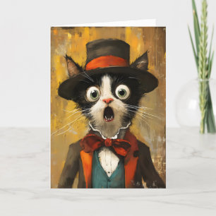Cartão De Festividades Gato Chocado de Animais Engraçado