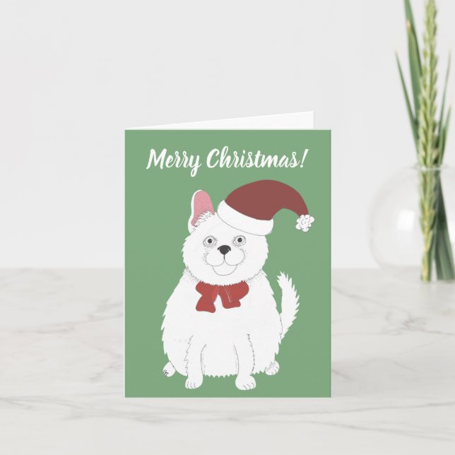 Cartão De Festividades Gato com chapéu de Papai Noel  (Frente)