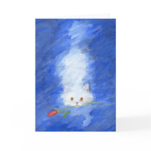 Gato com placa de saudação Rosa