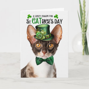 Cartão De Festividades Gato Cornish Rex St CATrick's Day Amuleto da Sorte