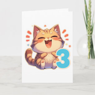 Cartão De Festividades Gato de Anime Número Três