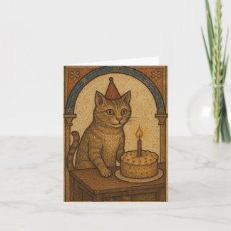 Cartão De Festividades Gato de Aniversário Medieval