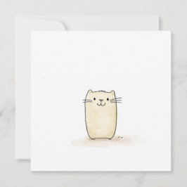 Cartão De Festividades Gato de bege de aquarela branca