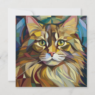 Cartão De Festividades Gato de Cubismo AI