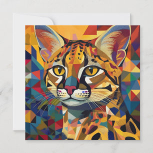 Cartão De Festividades Gato de Cubismo AI