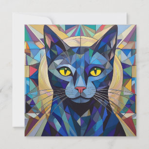 Cartão De Festividades Gato de Cubismo AI