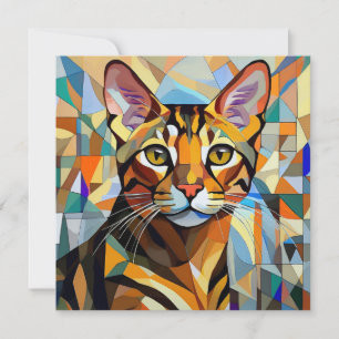 Cartão De Festividades Gato de Cubismo AI