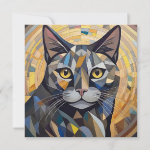 Cartão De Festividades Gato de Cubismo AI