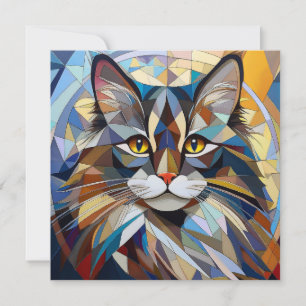 Cartão De Festividades Gato de Cubismo AI