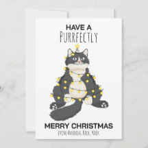 Gato de Natal Divertido e Festivo Minimal Amante d
