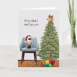 Cartão De Festividades Gato de Natal e Árvore