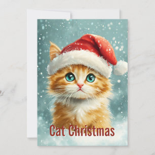 Cartão De Festividades Gato de Natal Engraçado e Fofo Laranja Não é Foto