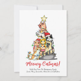 Cartão De Festividades Gato de Natal Meowy Fofo Árvore de Natal