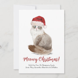Cartão De Festividades Gato de Natal Meowy Fofo Personalizado