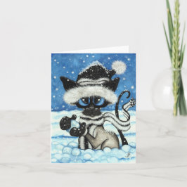 Cartão De Festividades Gato de Natal siamês por BiHrLe Card