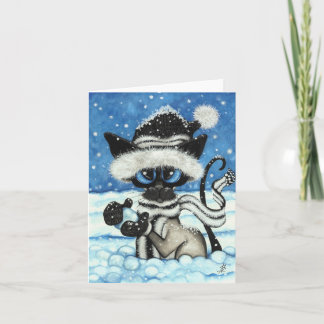 Cartão De Festividades Gato de Natal siamês por BiHrLe Card