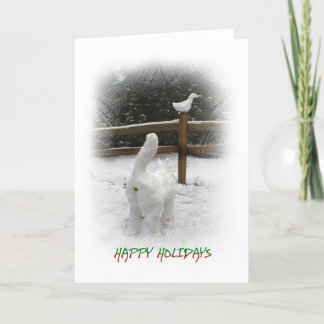 Cartão De Festividades Gato de Neve