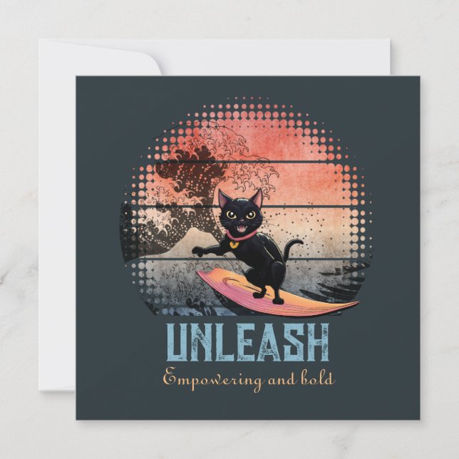 Cartão De Festividades Gato de Onda Sunset (Frente)