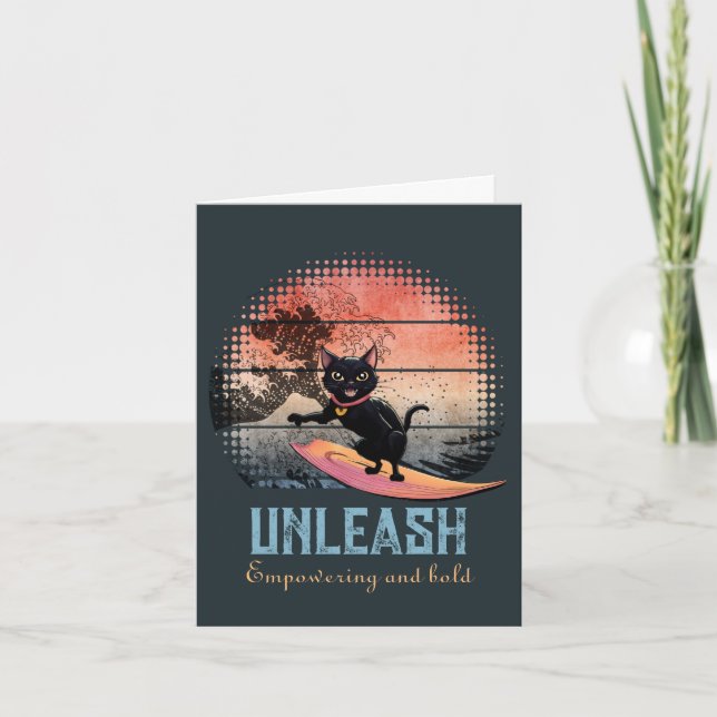 Cartão De Festividades Gato de Onda Sunset (Frente)