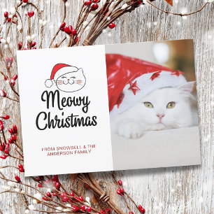 Cartão De Festividades Gato de Pet de Foto Feliz de Natal