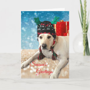 Cartão De Festividades Gato de Sábado Grito Labrador Cachorro Antler Hat