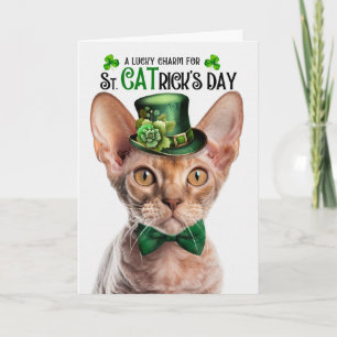 Cartão De Festividades Gato Devon Rex St CATrick's Day Sorte