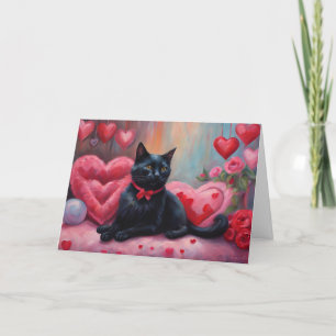 Cartão De Festividades Gato Dia de os namorados Negro