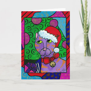 Cartão De Festividades Gato do papai noel