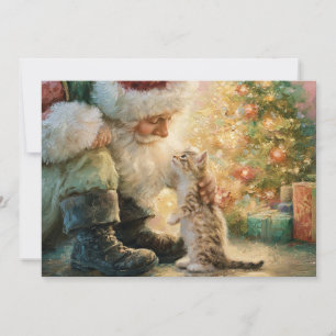 Cartão De Festividades Gato do Papai Noel Natal