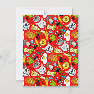 Cartão De Festividades Gato e ovo em vermelho