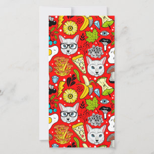 Cartão De Festividades Gato e ovo no vermelho