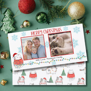 Cartão De Festividades Gato Engraçado 2 Foto Meowy Natal Personalizado