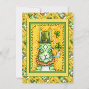 CARTÃO DE FESTIVIDADES GATO ENGRAÇADO DO DIA DE SÃO PATRICKO DO LEPRECHAU