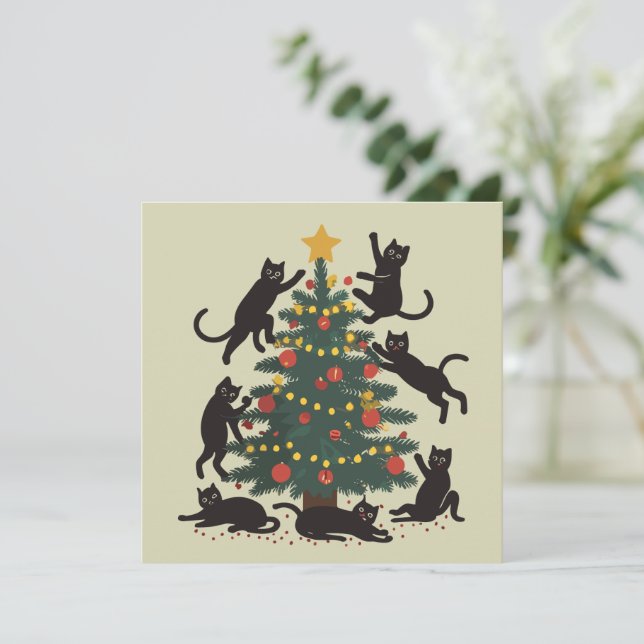 Cartão De Festividades Gato engraçado do Natal amante do gato feliz Ano N (Em pé/Frente)