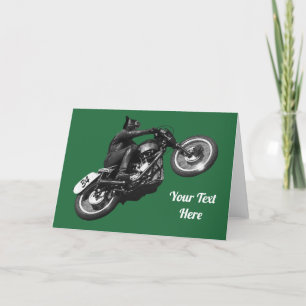 Cartão De Festividades gato engraçado moto antiga
