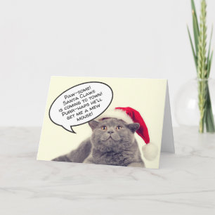 Cartão De Festividades Gato engraçado trocou o Natal personalizável
