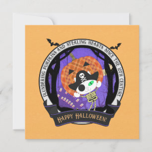 Cartão De Festividades Gato esqueleto pirata